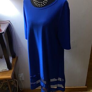 L'Amour Royal Blue Women's Tunic with Sheer Hem Stripes